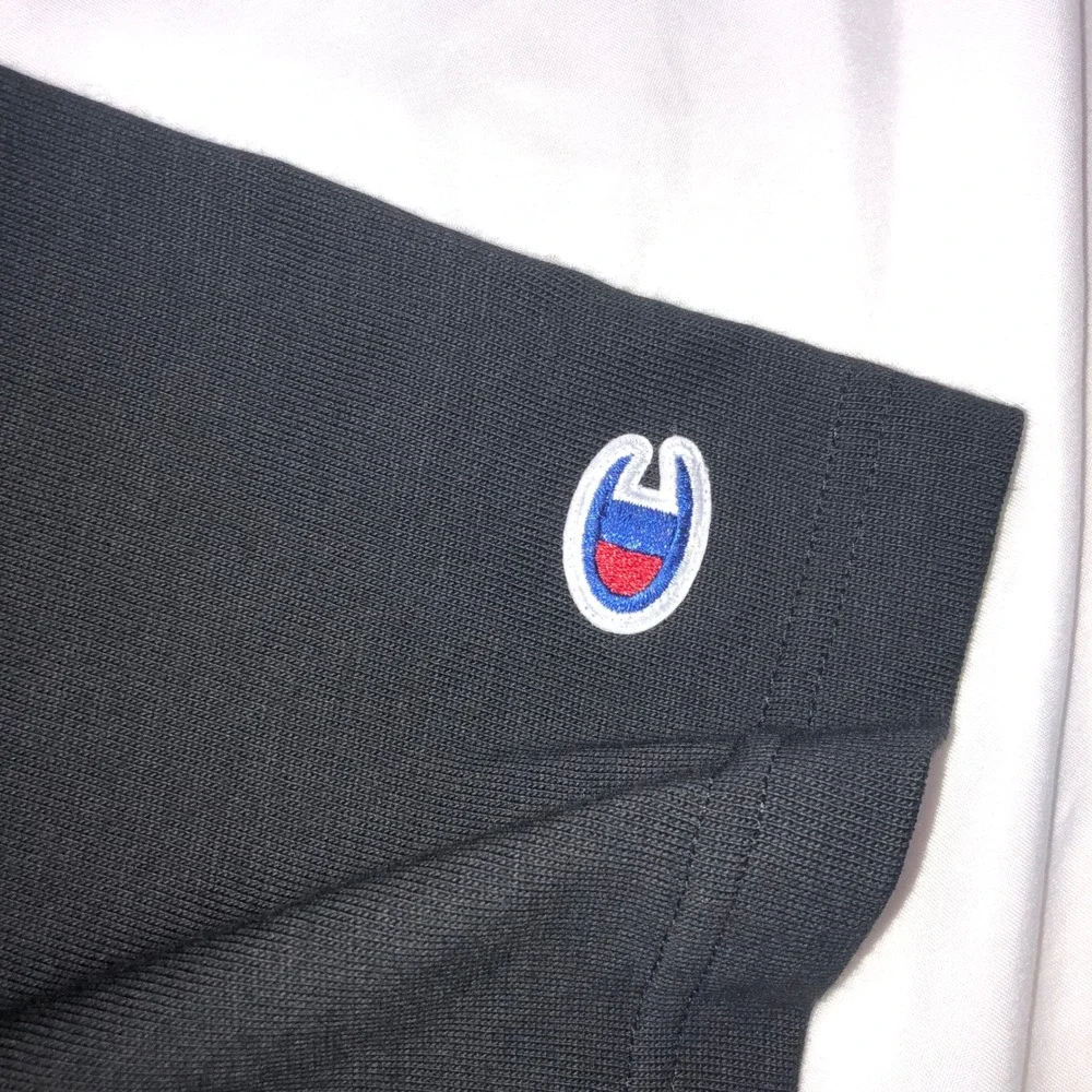 Champion Retro Tee Mens XL Black Short Sleeve Script Logo Crewneck T-Shirt NEW